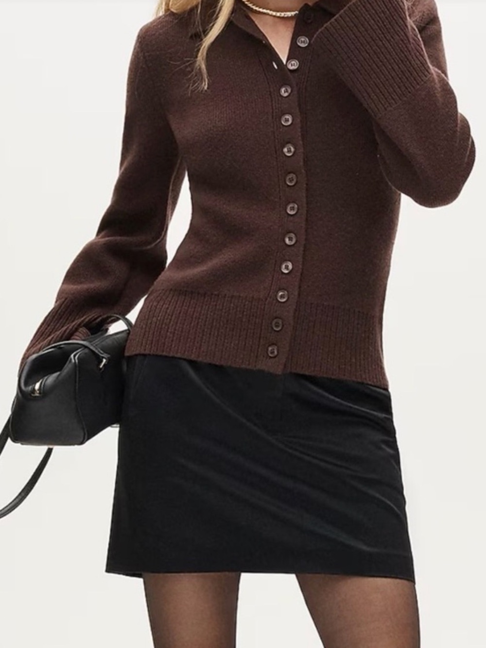 J.Crew Milano-Stitch Cinched-Waist Cardigan Lambswool Brown XS NWT - Picture 3 of 10